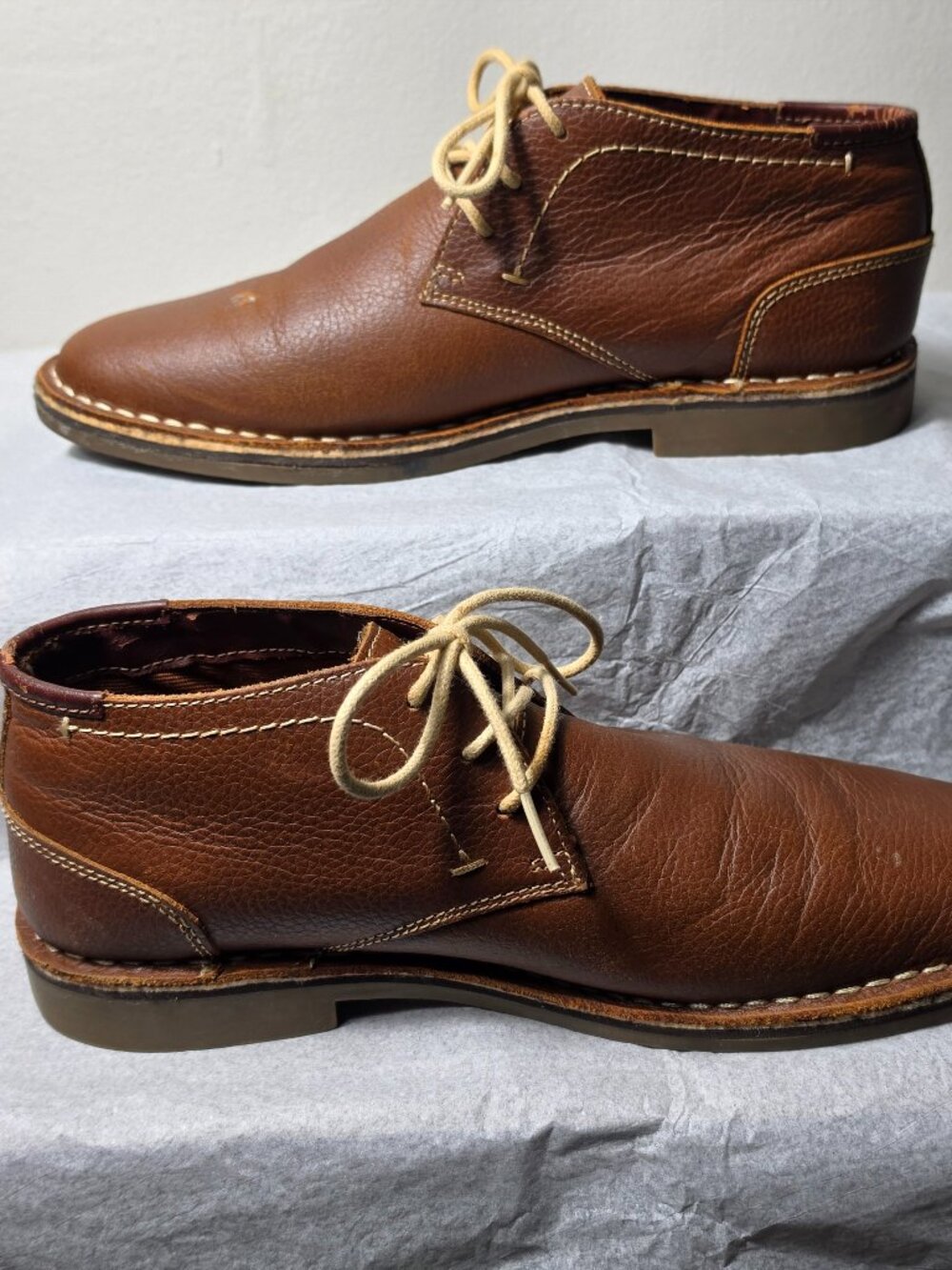 Kenneth Cole Reaction Desert Sun Men's Tan Cognac Brown Leather Chukka Boot #9.5